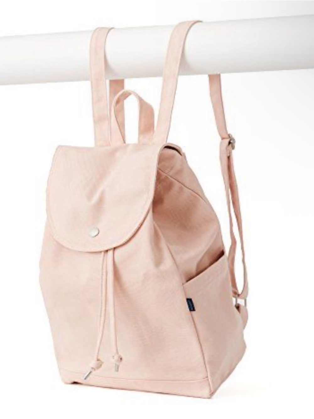 BAGGU Blush Soft Pink Canvas Drawstring Backpack Like New 100% Recycled Cotton